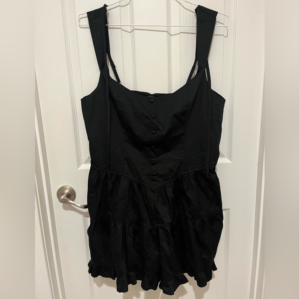 wild fable Black Tiered Button-Front Dress